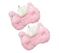 Homoyoyo 2 pièces Masque de Sommeil Peluche Cache Yeux Mignon Cartoon pour Adultes et Garçon Fille Couvre Yeux et Confortable et Favorise un Sommeil Réparateur
