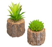 Homoyoyo 2 pièces Mini Bonsaï Succulent Artificiel Pot Simulation Plante Verte Décoration Intérieure Bureau Salon Cuisine