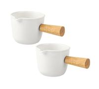 Homoyoyo 2 pièces Mini Pichet à Lait Céramique Blanche Doseur pour Sirop Pot à Lait Multifonction pour Café Sauce et Sirop Petit Creamer Élégant pour Espresso et Cuisine Occidentale