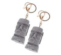 Homoyoyo 2 Pièces Moai Keychain Set Artistic Moai Stone Statue Pendant For Bags And Backpacks Unique Purse Charm Keychain Holder Distinctive Accessories For Women And Gifts