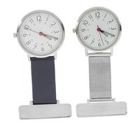 Homoyoyo 2 Pièces Montre Infirmière Portable Montre pour Médecin Design Simple et Lot de Argenté et Bleu Usage Professionnel Pratique