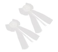 Homoyoyo 2 Pièces Noeuds Décoratifs Tulle Blanc pour Voiture de Mariage Grand Nœud Dentelle Décor Champêtre Élégant pour Cérémonie et Nuptiale Lot