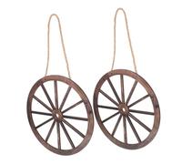 Homoyoyo 2 pièces Ornement Mural Bois Style Campagne Roue de Chariot Circulaire pour Bar Western Ambiance Vintage Salon et Chambre 2pcs Petit 20cm/787in