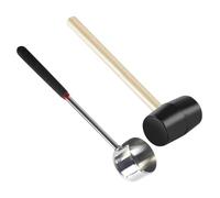 Homoyoyo 2 pièces Ouvre-noix Acier Inoxydable avec Marteau Caoutchouc et Manche Bois Kit Portable et Léger pour Ouverture de Noix et Fruits à Coque Usage Domestique et Professionnel