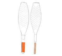 Homoyoyo 2 pièces Panier Grillade Poisson avec Manche Bois Clip Grill Filet Fer Épais et Fin pour Barbecue Extérieur Accessoires Rôtisserie Résistants et Faciles à Nettoyer