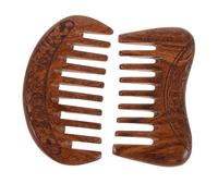 Homoyoyo 2 Pièces Peigne Bois Sculpté Main avec Motifs Floraux Peigne à Dents Larges pour Massage Chevelu Soins Personnels Design Rond et Carré Doux et Antistatique