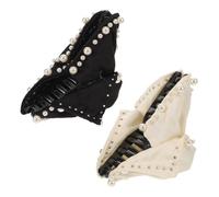 Homoyoyo 2 Pièces Pinces Cheveux Triangle Satin avec Perles Artificielles Pince Crabe Antidérapante pour Cheveux Épais Élégante et Confortable pour Femmes