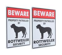 Homoyoyo 2 Pièces Plaque Avertissement Chien Méfiance Rottweiler pour Jardin et Clôture Signalisation Métallique Résistante Aux Intempéries Panneau de Sécurité Visible pour Propriété Privée