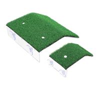 Homoyoyo 2 pièces Plateforme de Prélassement pour Tortues avec Ventouses Pelouse Simulée Verte Rampe Escalade Acrylique pour Terrarium Reptiles Set Petit Grand