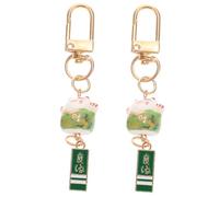 Homoyoyo 2 Pièces Porte- Clés Chat Porte- Pendentif en Céramique Chat Porte- Clés Maneki Neko Fortune Charme DIY Téléphone Ornement Suspendu pour Femmes Filles Clé de