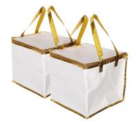 Homoyoyo 2 Pièces Sac D'isolation De Gâteau Sac Fourre-Tout Isolé Transporteur De Nourriture Réchauds pour Plateaux Repas Refroidisseur Carré Glacière Pliable Tissu Non Tissé Blanche