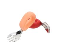 Homoyoyo 2 pièces Set de Couverts Inox et Silicone pour Garçon Fille Fourchette et Cuillère Ergonomiques Antidérapantes Manches Courts Adaptés à Alimentation des Tout Petits Ustensiles de
