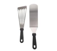Homoyoyo 2 pièces Spatule Barbecue Acier Inoxydable Grattoir Professionnel Antiadhésif pour Grill et Barbecue Résistante Chaleur pour Cuisine et Barbecue Maison