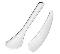 Homoyoyo 2 pièces Spatule de Acier Inoxydable Couteau Cosmétique Compact Réutilisable Spatule Visage pour Crèmes et Lotion Outil Soins Peau et Pratique