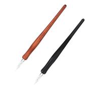 Homoyoyo 2 pièces Stylos Calligraphie Verre avec Manche Bois Plumes à Tremper pour Écriture Artistique Fournitures Scolaires et Créatives Contrôle Précis et Nettoyage Facile