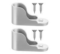 Homoyoyo 2 pièces Support Tringle Penderie Métallique Base Flasque Renforcée Argentée Fixation Murale Robuste pour Barre de Placard et Tringle de Installation Facile