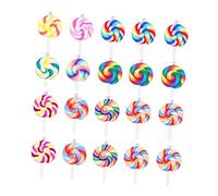 Homoyoyo 20 pièces Breloques Pendentifs Bonbons Argile Polymère Lollipops DIY pour Collier Bracelet Porte-clés Léger et Décoration Créative Anniversaire