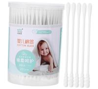 Homoyoyo 200pièces Cotons-tiges Double Tête Coton Blanc Avec Embouts Elliptique Et Spirale Pour Soin Et Maquillage Délicat