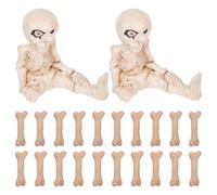 Homoyoyo 22pièces Lot de Mini Figurines Squelettes Décorations Os Réalistes pour Halloween Accessoires Maison Hantée Loisirs Créatifs Intérieur Extérieur