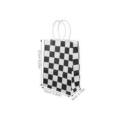Homoyoyo 24 Paquet Présents à Carreaux avec Poignées en Papier Noir et Blanc, Faciles à Porter, pour Fête D'anniversaire ou Événement Thème Course Automobile