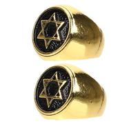 Homoyoyo 2pièces Bague Acier Titanique à Étoile à Six Branches Anneaux De Style Punk Pour Hommes Accessoire Rétro Élégant Et Confortable