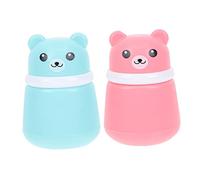Homoyoyo 2pièces Boîte à Pour Houppette Ours Conteneur Pratique Pour Facile à Transporter Rose Bleu