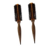 Homoyoyo 2pièces Brosse à Cheveux Poils de Sanglier Ronde Outil de Coiffage pour Cheveux Fins et Bouclés Manche Bois Confortable