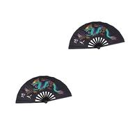 Homoyoyo 2pièces Éventail Plastique pour Arts Martiaux Éventail De Kung Fu Et Taichi Noir Performance Et Décoration Durable Substances Nocives