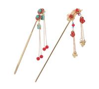 Homoyoyo 2pièces Piques à Cheveux Rétro Vintage Asiatiques Japonais Chinois Hanfu Métal Monnaie Longues Épingles à Cheveux Fourchettes Baguettes Supports Pour Chignon Pour Femmes Et Filles