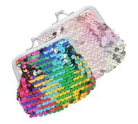 Homoyoyo 2pièces Porte-Monnaie Femme Petit Double Face à Paillettes avec Serrure Kiss Lock Lot de Mini Portefeuilles Compact pour Cartes Léger pour Femmes Et Filles