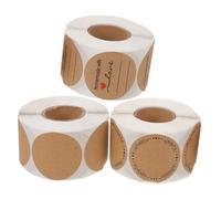 Homoyoyo 3 Pièces Autocollants Kraft Ronds Adhésifs pour Scellage de Boîtes Étiquettes Blanches Polyvalentes pour Alimentaire Bureautique et Expédition