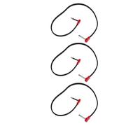 Homoyoyo 3 Pièces Câble de Pédale D'effets Plat Z 50cm Rouge | Connecteurs Coudés Plaqués Or, Structure Blindée Métal PVC, pour Pédalier et Boucle D'effets
