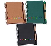 Homoyoyo 3 pièces Carnet de Notes Spirale pour Étudiants Calepin Autocollant Pratique pour Conférence Cahier de Prise de Notes Scolaire Vert Noir et Marron