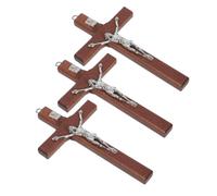 Homoyoyo 3 Pièces Croix De Bois Pour Pendentif Figurine De Jésus Bois Croix Murale Décorative Breloques Pour Bijoux Fait Main Et Prières