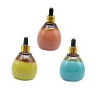 Homoyoyo 3 Pièces Flacons Céramique pour Huiles Essentielles Lot de Bouteilles avec Pipettes Accessoires de Voyage Vert Rose Bleu