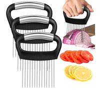Homoyoyo 3 pièces Fourchette à Oignon Inoxydable avec Dents Espacées Uniformes Porte-légumes Antidérapant et Attendrisseur de Viande Ergonomique pour Découpe Précise de Légumes et Viande