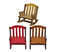Homoyoyo 3 Pièces Mini Chaises Berçantes en Bois Naturel Mécanisme Bascule pour Meubles Miniatures et Décoration de Scène Miniature Maison de Poupée