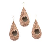 Homoyoyo 3 pièces Nid Suspendu Herbe Tressée pour Oiseaux Maison Décorative Extérieur Abri Confortable pour Nichoirs de Jardin Lot