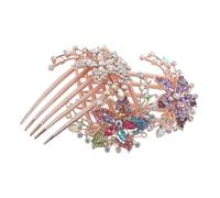 Homoyoyo 3 Pièces Peignes à Cheveux Vintage pour Mariage Épingles Latérales Décoratives avec Strass Accessoires Coiffure Colorés Blancs et Violets Peignes Coiffants Sécurisés pour Mariée et