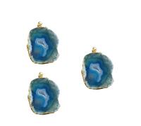 Homoyoyo 3 Pièces Pendentifs En Agate Naturelle Pour Bricolage - Tranches De Géode En Quartz - Idéal Pour La Fabrication De Bijoux Artisanaux Bleu