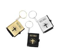 Homoyoyo 3 pièces Porte-clés Miniatures Bible Lot de Pendentifs Religieux Délicats Doré Noir et Argenté Symboles de Foi Portables pour Clés et Sacs