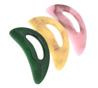 Homoyoyo 3 Pièces Scraping Board Set Grand et Moyen Outils Massage Visage et Corps Résine pour Relaxation et Soin Peau Forme Courbe Rose Vert Jaune Massage Guasha Femme