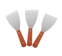 Homoyoyo 3 pièces Spatule de Cuisine Acier Inoxydable Pelle à Gril Inclinée avec Manche Bois Confortable Ustensiles pour Nettoyage Facile des Coins Résistante pour Barbecue et Plancha