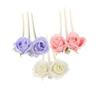 Homoyoyo 3 Pièces Vintage Chinese Peony Hairpins Lightweight Traditional Hair Sticks In Beige Classical Style Hair Forks For Women Brides Updo And Costume Photography