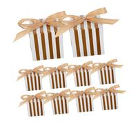 Homoyoyo 30 pièces Lot Boîtes à Bonbons Carrées Rayées avec Ruban Élégantes pour Mariage Shower et Fête Anniversaire Boîtes à Dragées Réutilisables et Légères Chic pour Friandises