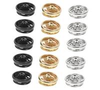 Homoyoyo 30 pièces Mini Boutons Ronds Décoratifs pour Vêtements de Poupée Boutons Pressions Métalliques pour Bricolage Créatif Mélange Noir Or Kit Couture DIY