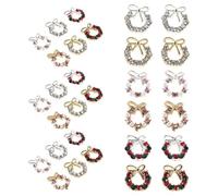Homoyoyo 30pièces Décoration Ongles Noël Breloques Métal Forme Nœud Couronne Strass Embellissements Manucure Festifs