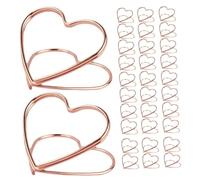 Homoyoyo 32 Pièces Porte-cartes de Table Métal Rose Doré Supports Photo Double Cœur Stables pour Mariage Notes Cartes de Visite et Menus Accessoires Décoratifs Bureau et Fête