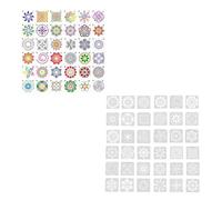 Homoyoyo 36 Pièces Pochoirs Mandala Plastique Réutilisables pour Peinture Murale et Meuble DIY Motifs Variés Résistants Chaleur et Faciles à Nettoyer