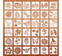 Homoyoyo 36 Pochoirs à Dessin Floral Réutilisables pour Loisirs Créatifs, Motifs Oiseaux, Plantes et Abeilles, Modèles de Peinture sur Bois, Papier et Tissu, Kit DIY pour Garçon et Filles